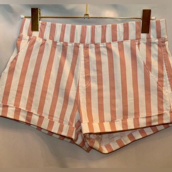 Rewash Pants - Rewash Brand Striped Coral Pink and White Juniors/Women Shorts